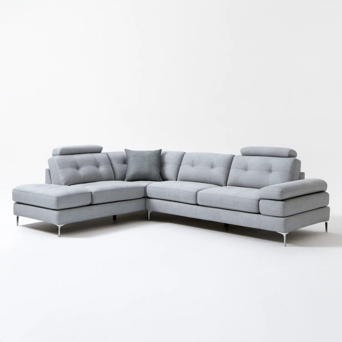 Lewostronna sofa narożna w kształcie L, szara, 280 x 220 x 85 cm