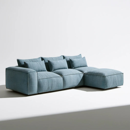 Modułowa sofa narożna z szezlongiem w kształcie L, niebieskoszara, 290 x 165 x 78 cm