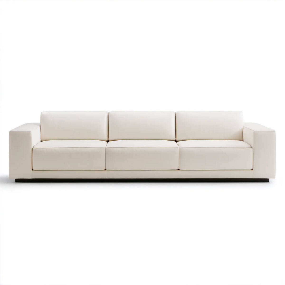 Trzyosobowa sofa z tapicerką poliuretanową, kremowa, 240 x 95 x 78 cm