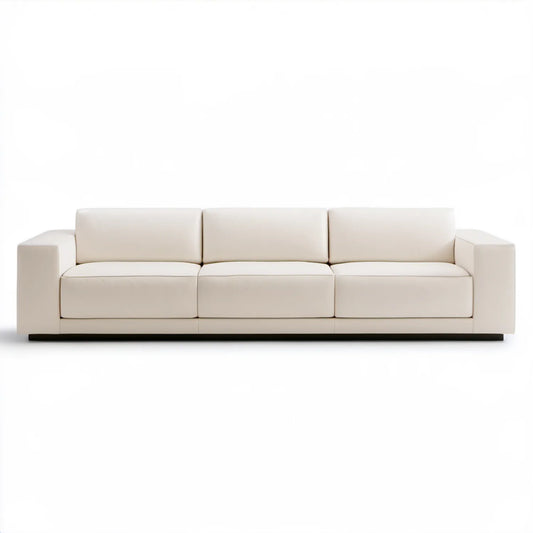 Trzyosobowa sofa z tapicerką poliuretanową, kremowa, 240 x 95 x 78 cm