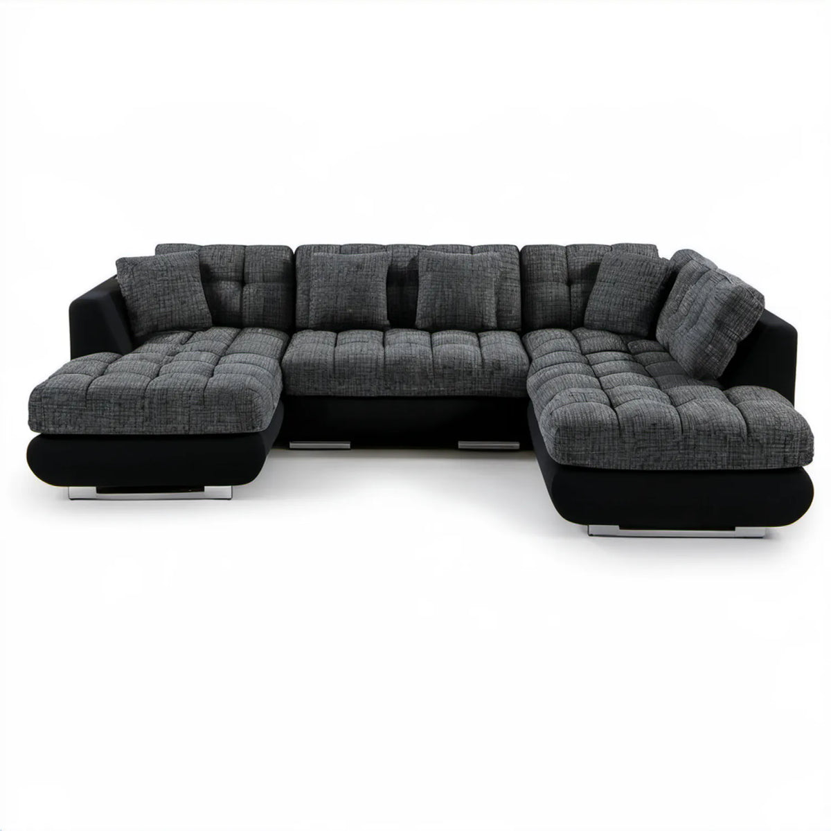 Sofa narożna w kształcie litery U, grafitowo-czarna, 350 × 200 × 90 cm