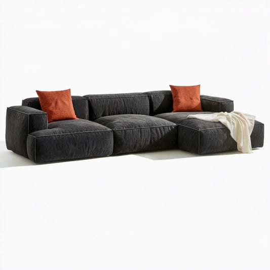 Trzyosobowa sofa z czarnego aksamitu poliestrowego 300 x 110 x 75 cm